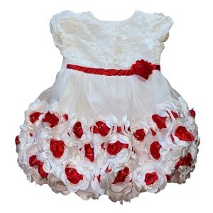 Nannette White Dress With Red And White Flowers for Girls Size 2T